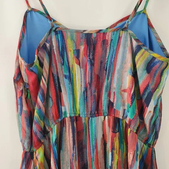 Jack, Size 4, Watercolor adjustable spaghetti strap, elastic waist maxi dress - Picture 4 of 9